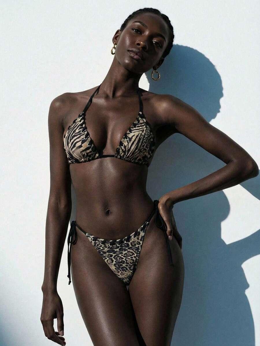 DWUCZĘŚCIOWY STRÓJ KĄPIELOWY ANIMAL PRINT