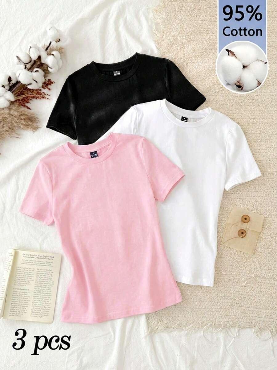 klasyczny gładki t-shirt 3-pack
