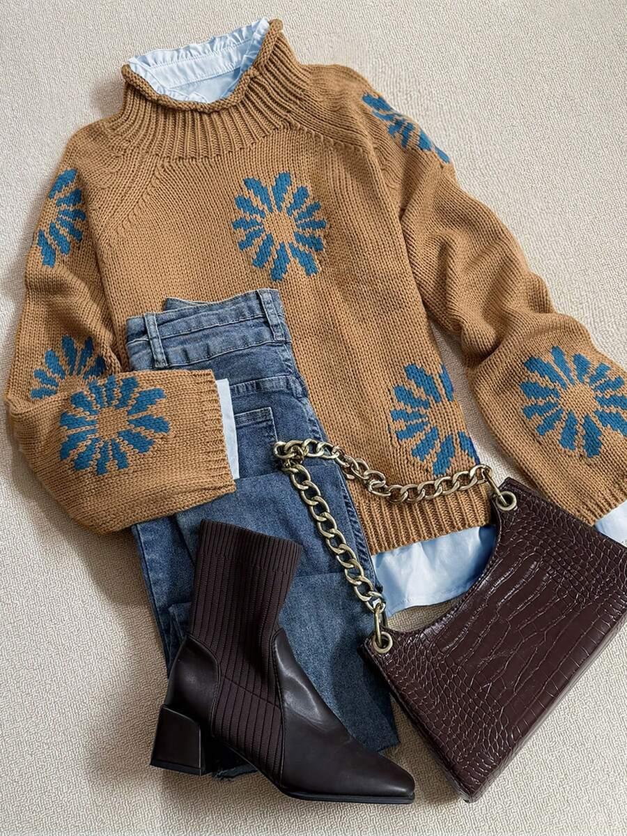 beżowy sweter stójka
