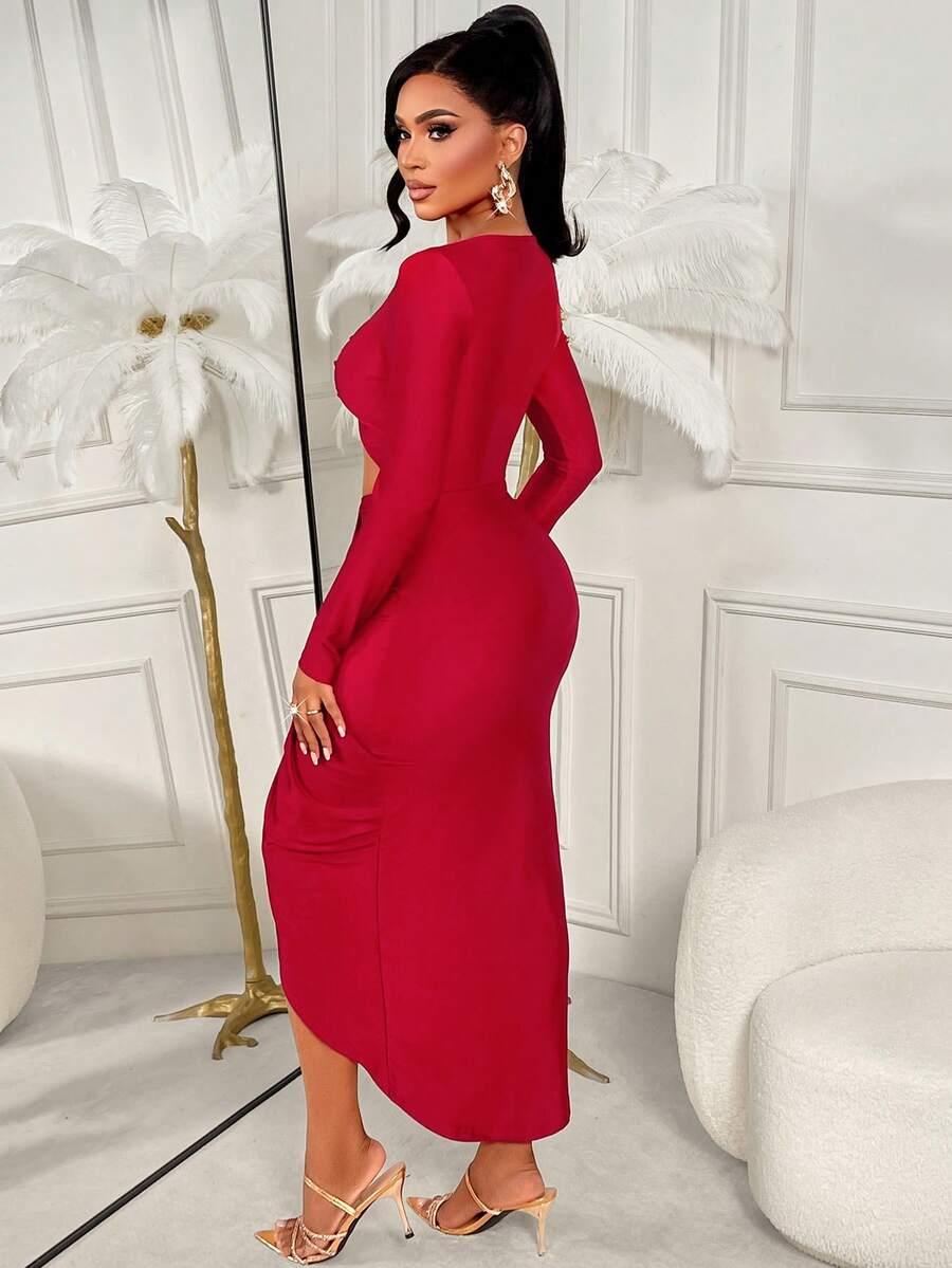 czerwona midi sukienka