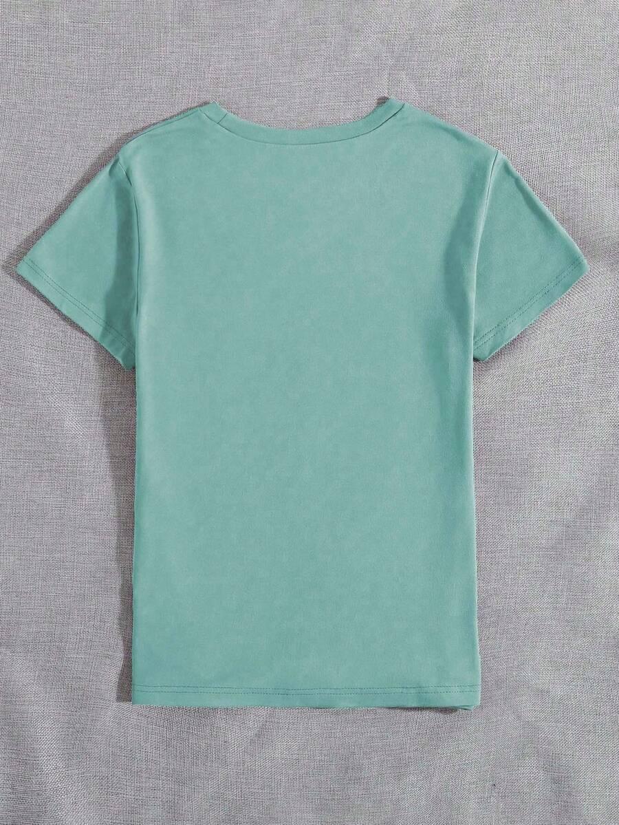 ZIELONY T-SHIRT OKRĄGŁY DEKOLT