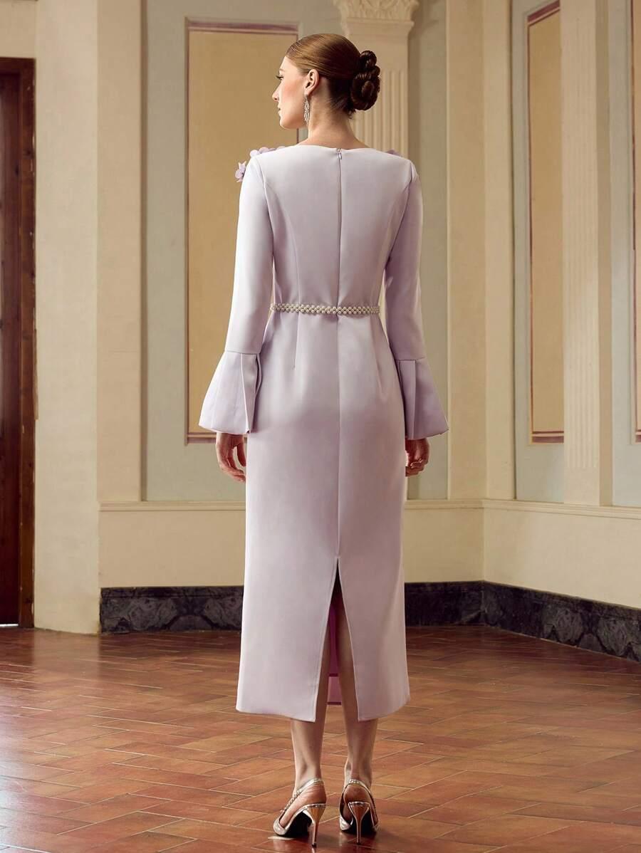ELEGANCKA SUKIENKA MIDI DEKOLT PROSTY FASON 