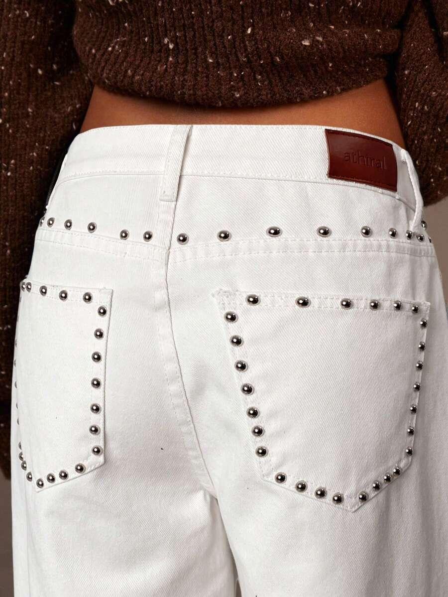 BIAŁE SPODNIE JEANS DŻETY 