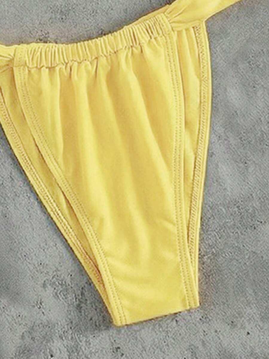ŻÓŁTY KOMPLET BIKINI ZDOBIENIE
