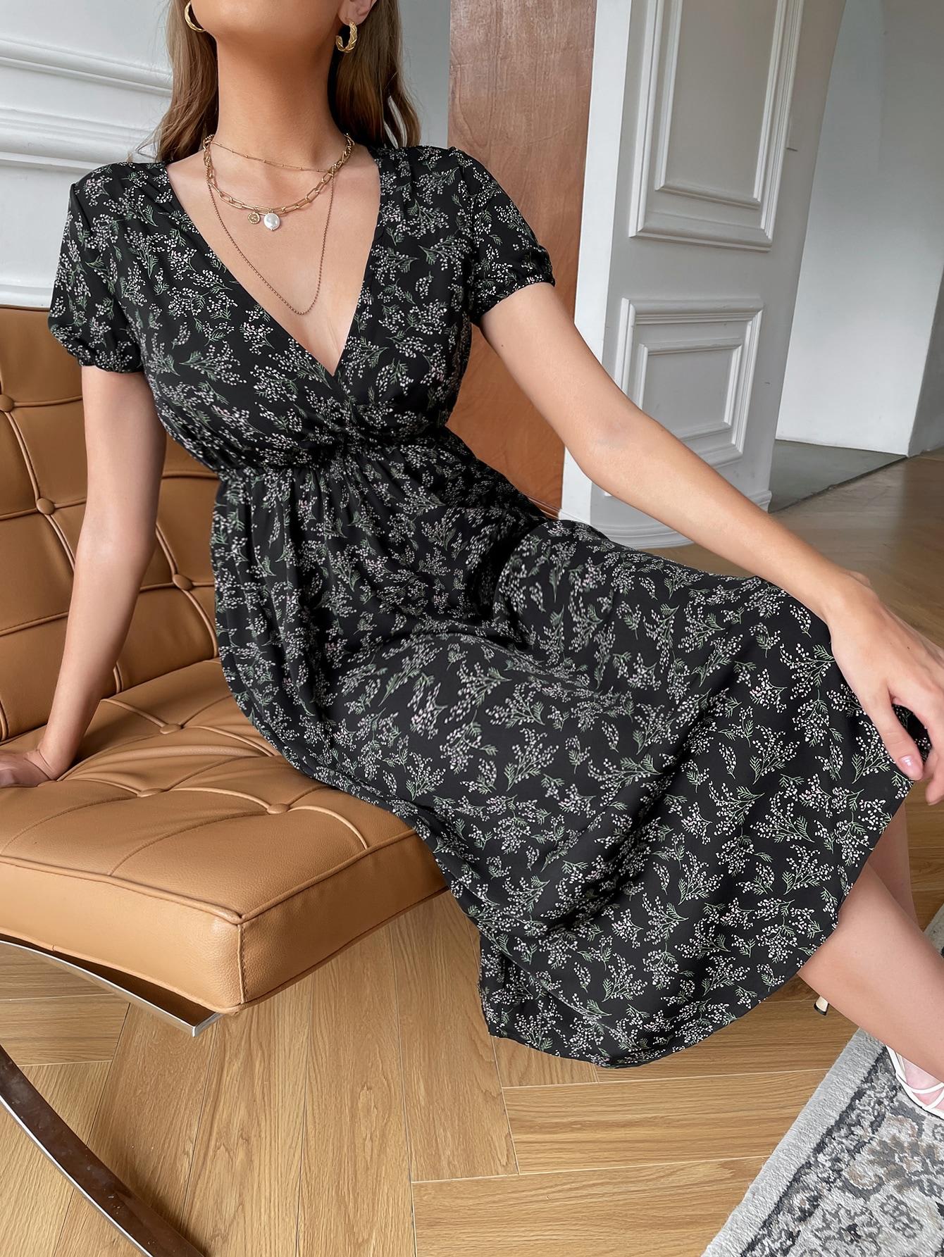 CZARNA SUKIENKA V-NECK