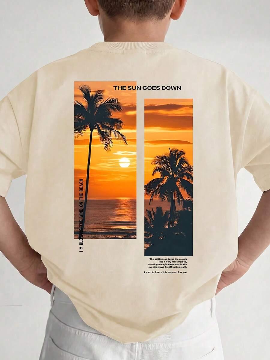 beżowy t-shirt print