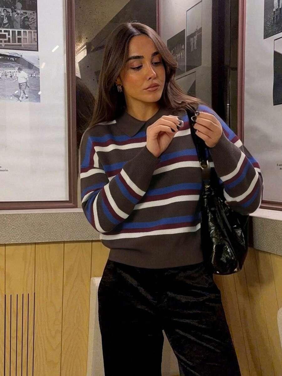 DZIANINOWY SWETER PASKI
