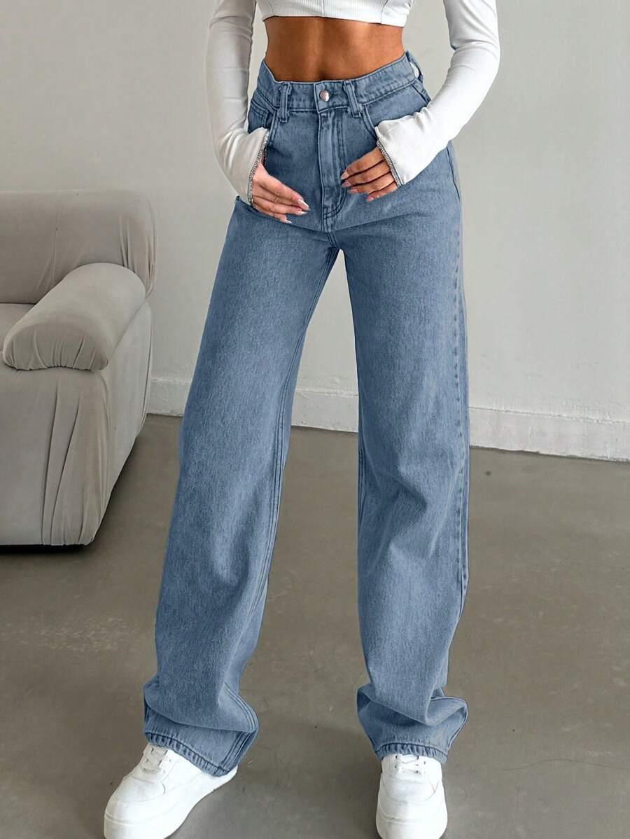 NIEBIESKIE SPODNIE JEANS WYSOKI STAN
