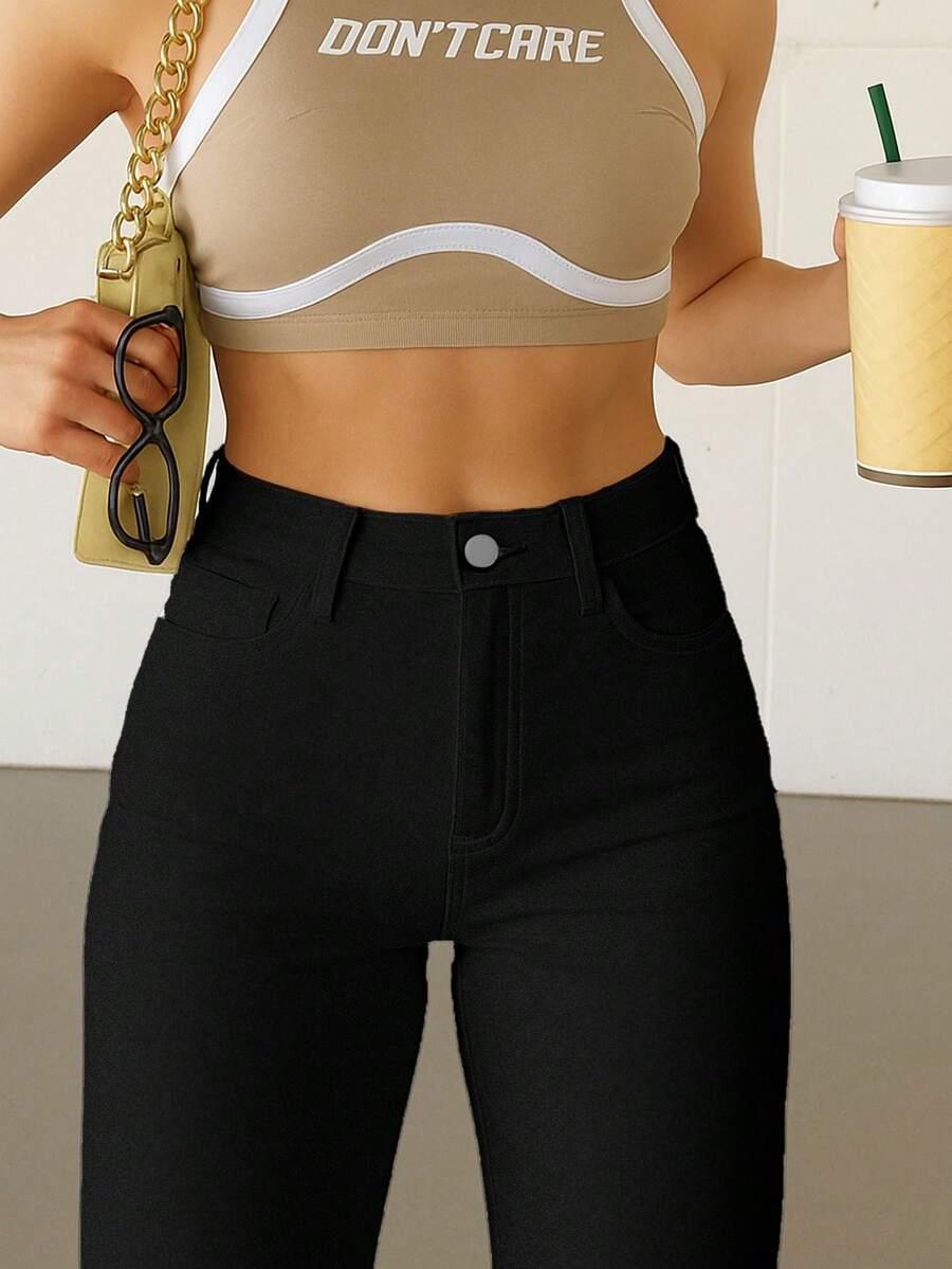 CZARNE SPODNIE JEANS 