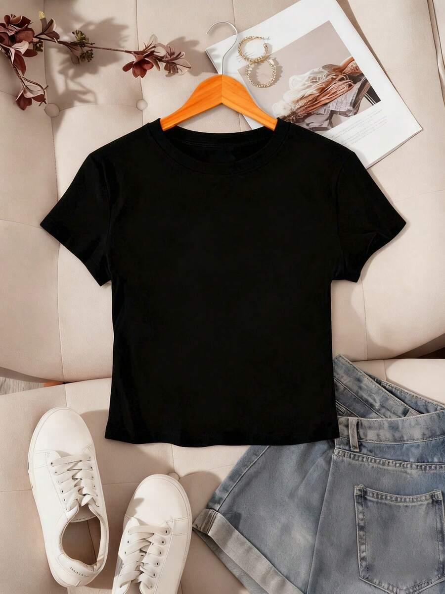 czarny t-shirt krótki rękaw
