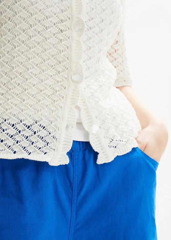 SWETER AŻUROWY Z DOMIESZKĄ LNU