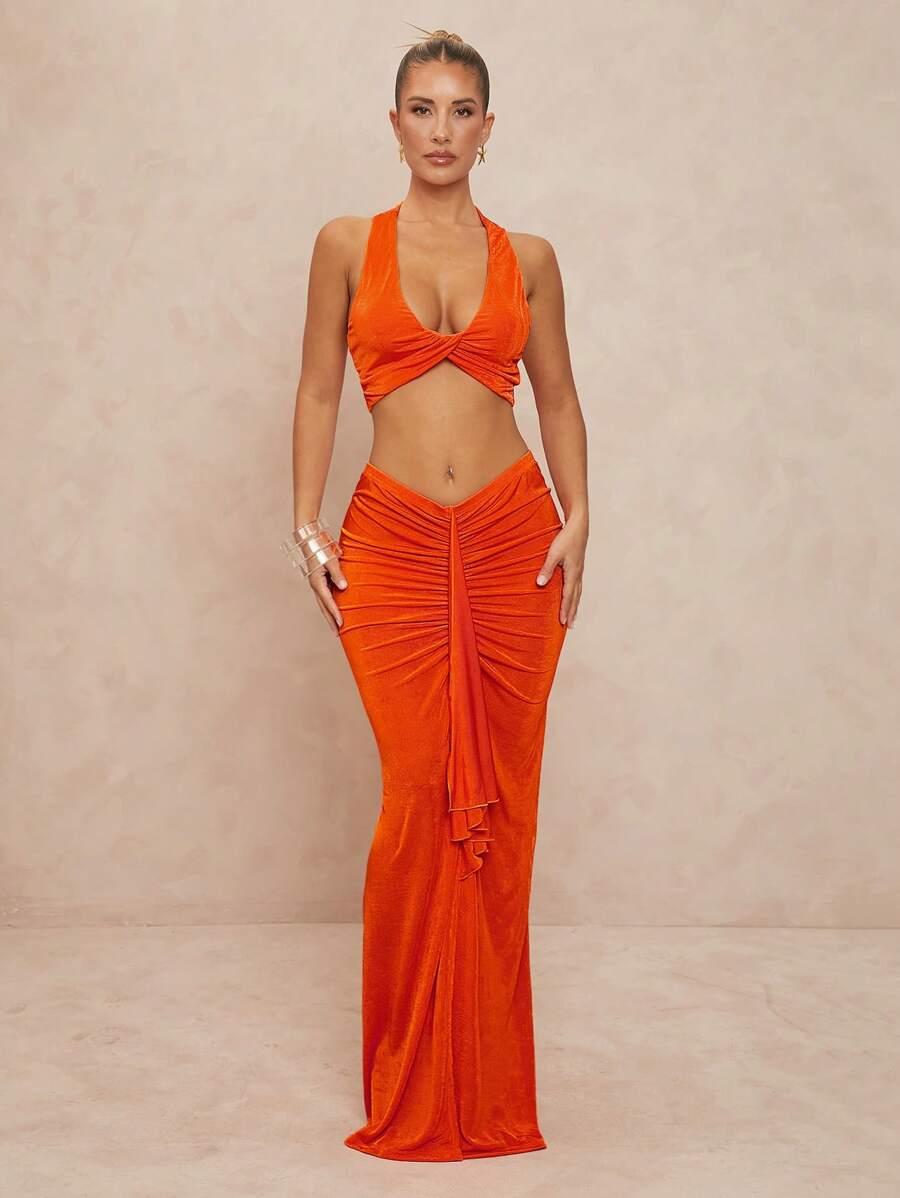 pomarańczowy crop top 