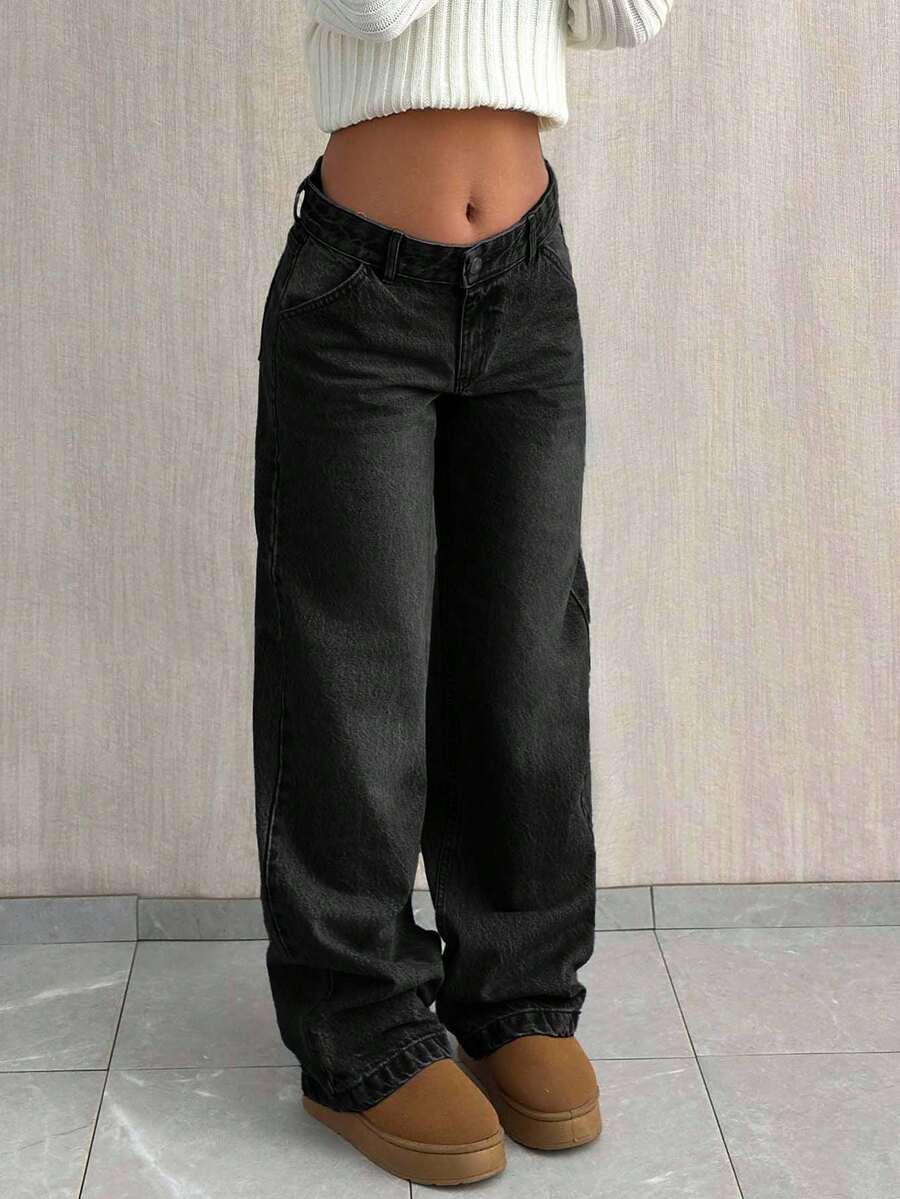 CZARNE SPODNIE JEANS