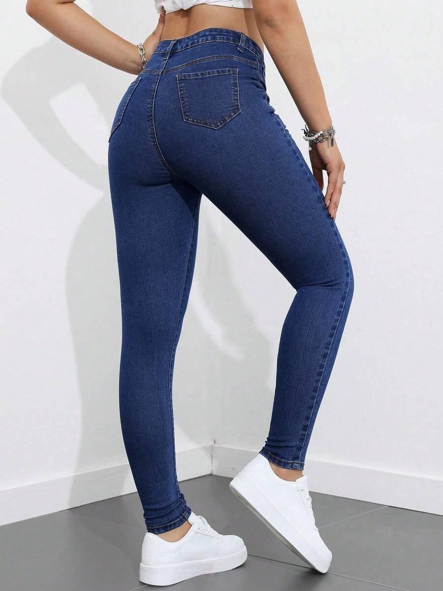 GRANATOWE SPODNIE JEANS RURKI