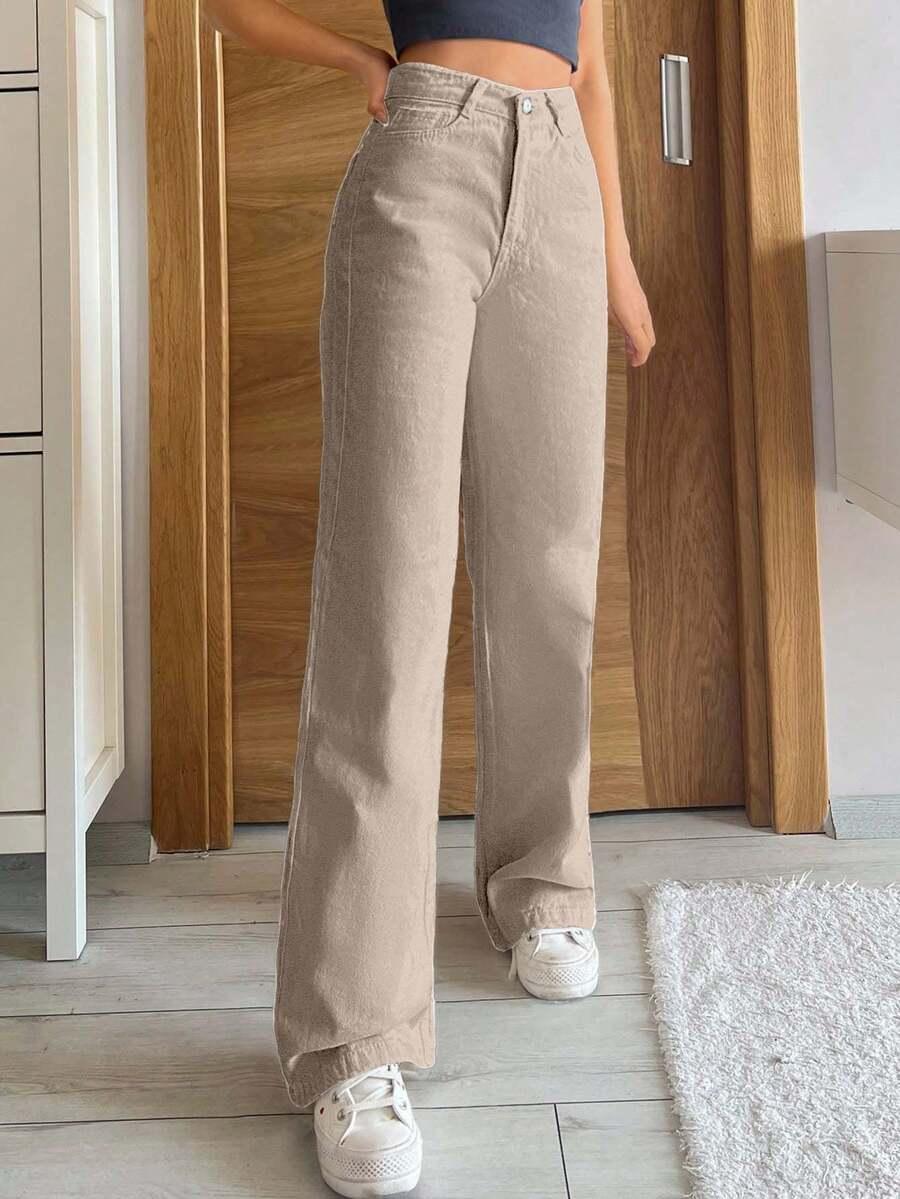 BEŻOWE SPODNIE JEANS 