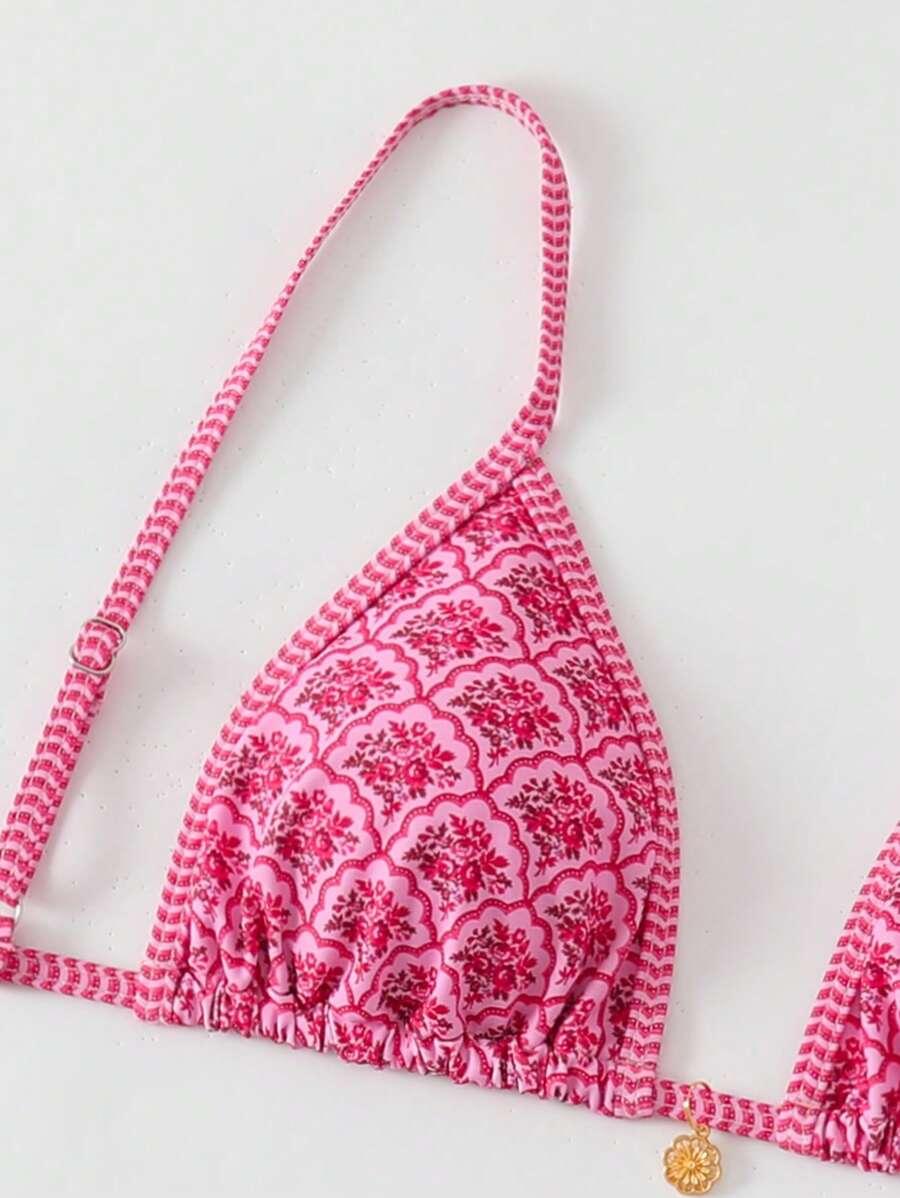 różowa góra od bikini wiązanie