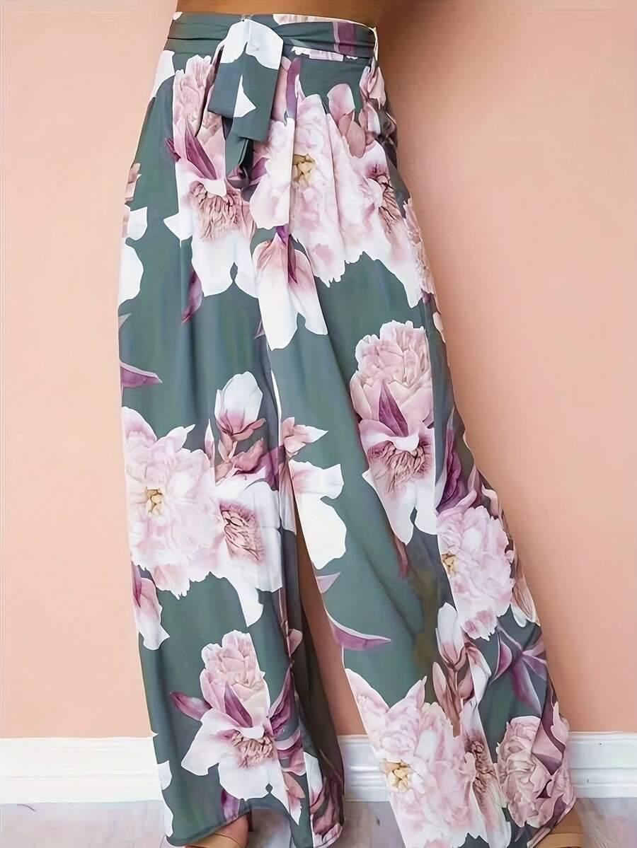 spodnie kwiaty casual