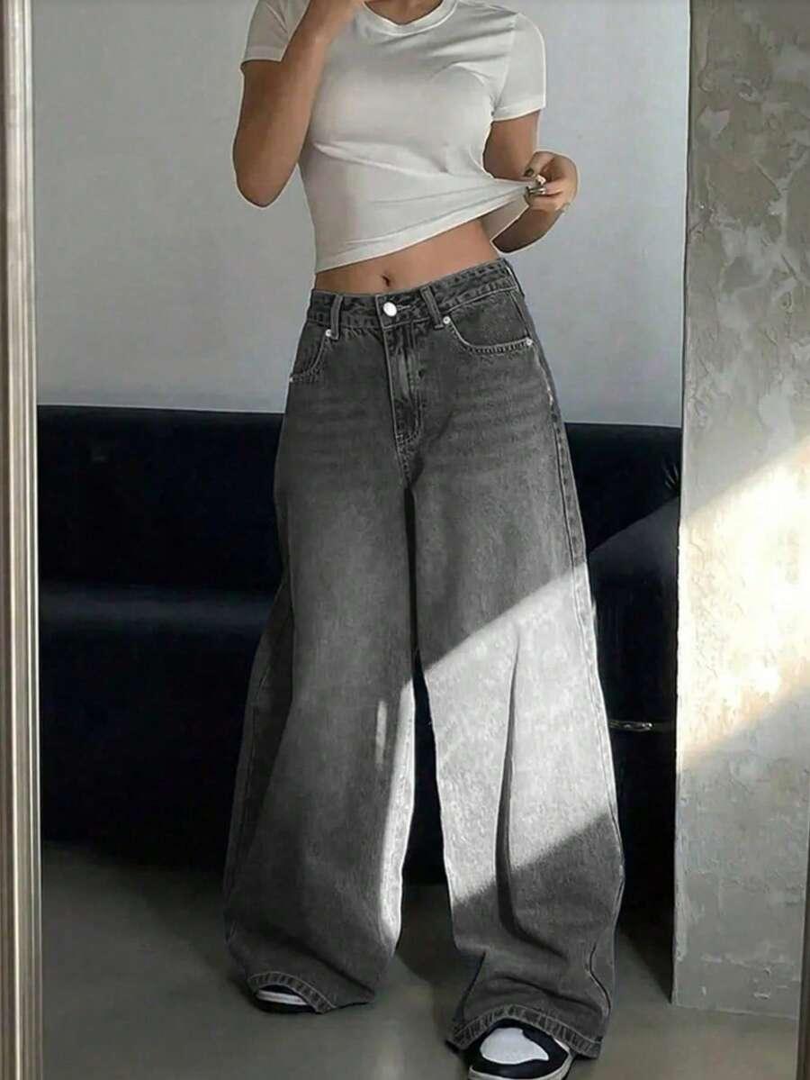szare spodnie jeans 
