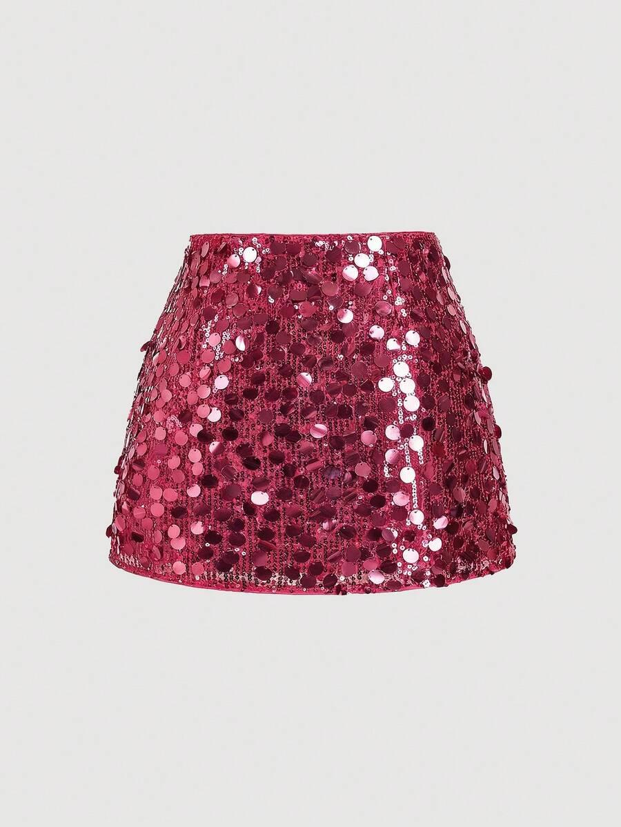 Różowa mini spódnica cekiny