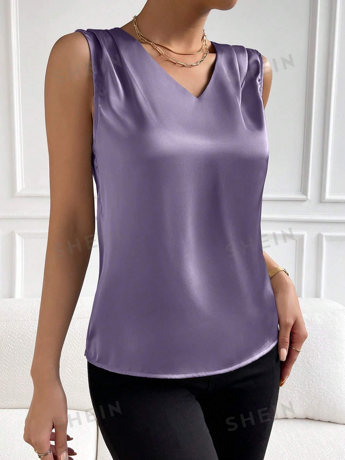 fioletowy satynowy top