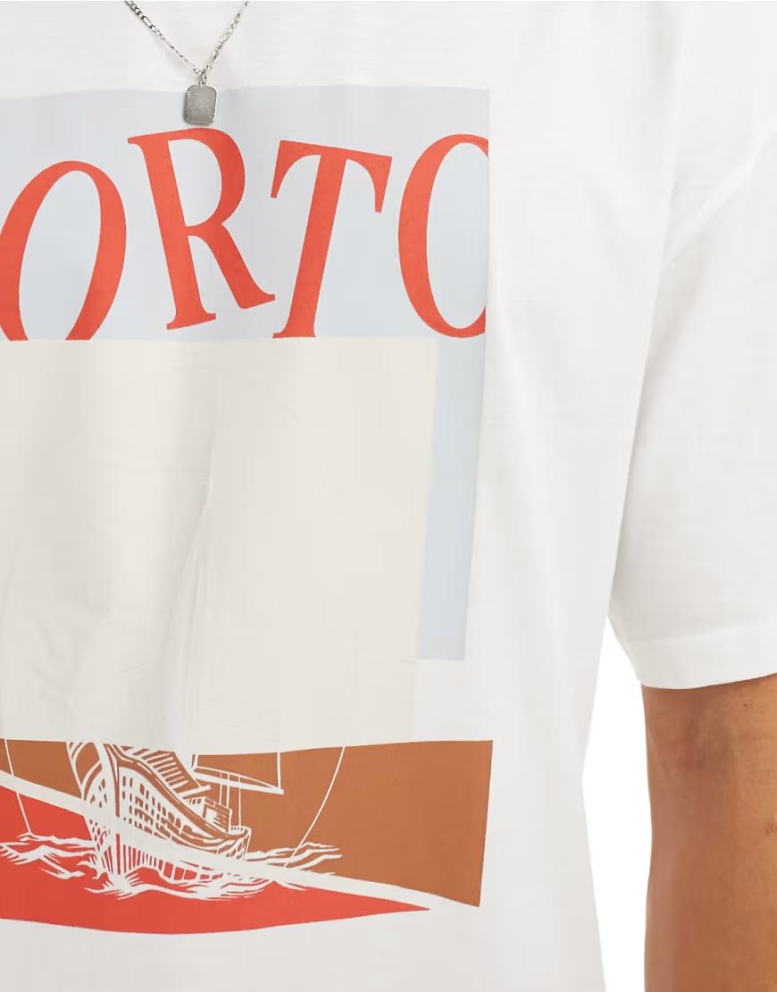 BIAŁY T-SHIRT oversize nadruk