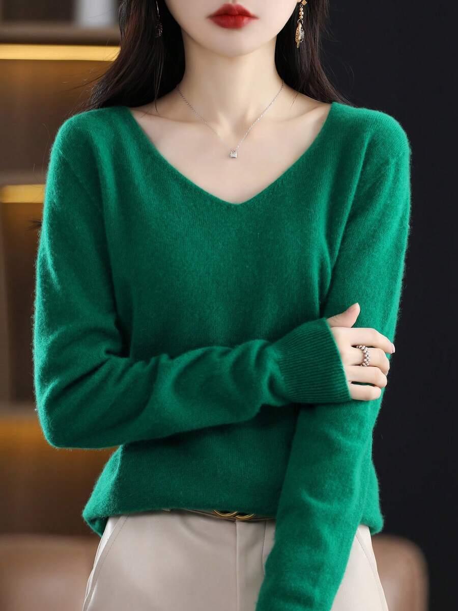 sweter v neck wełna