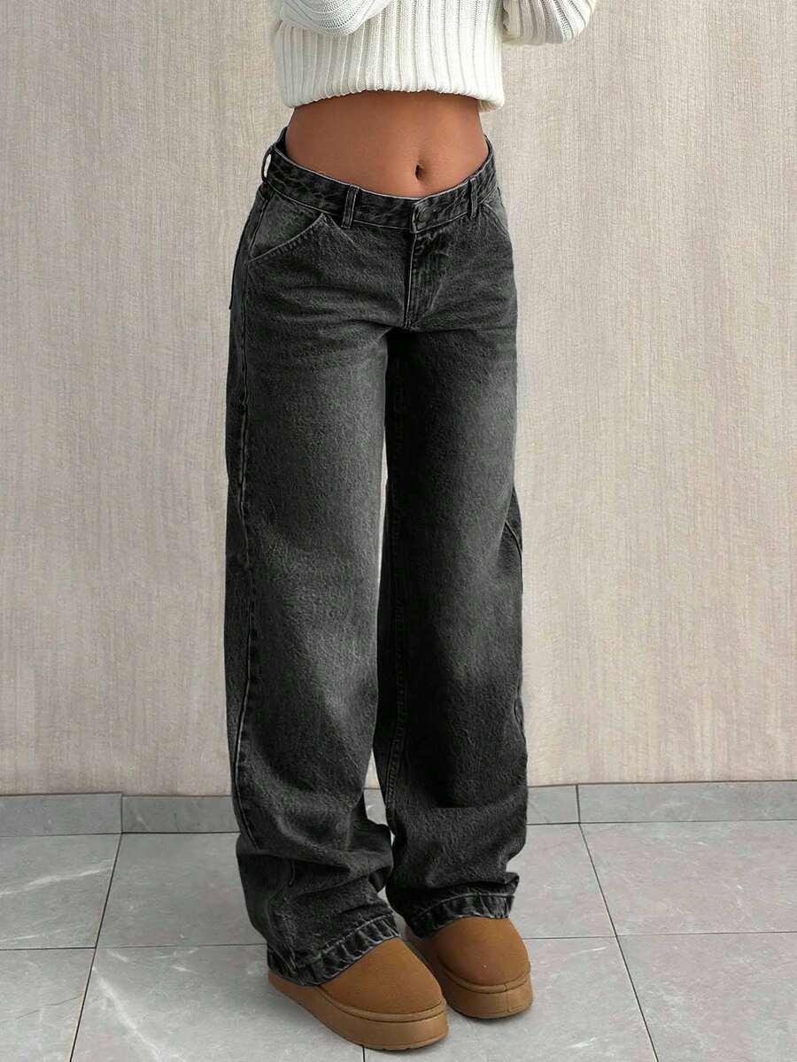 CZARNE SPODNIE JEANS