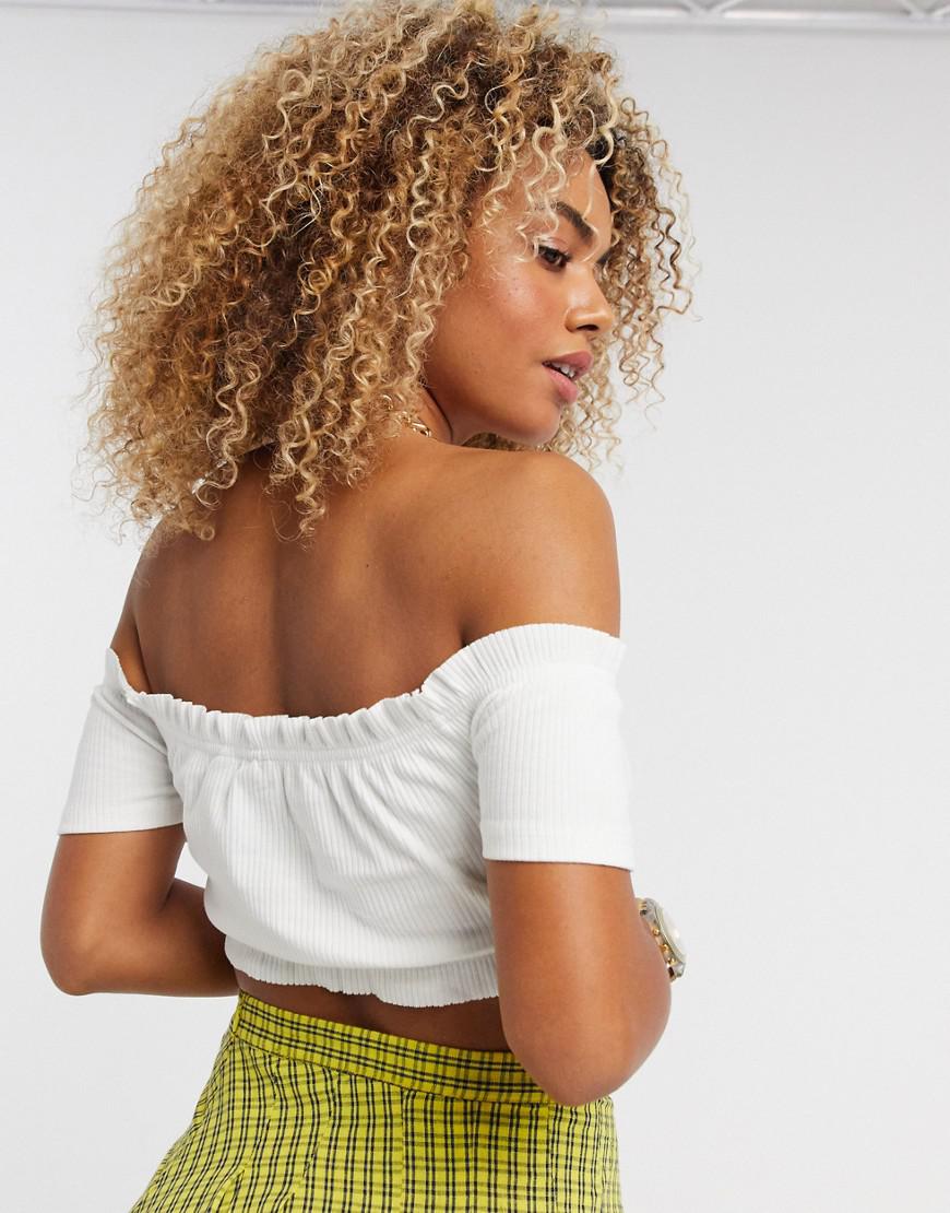 BIAŁY CROP TOP MARSZCZENIE 