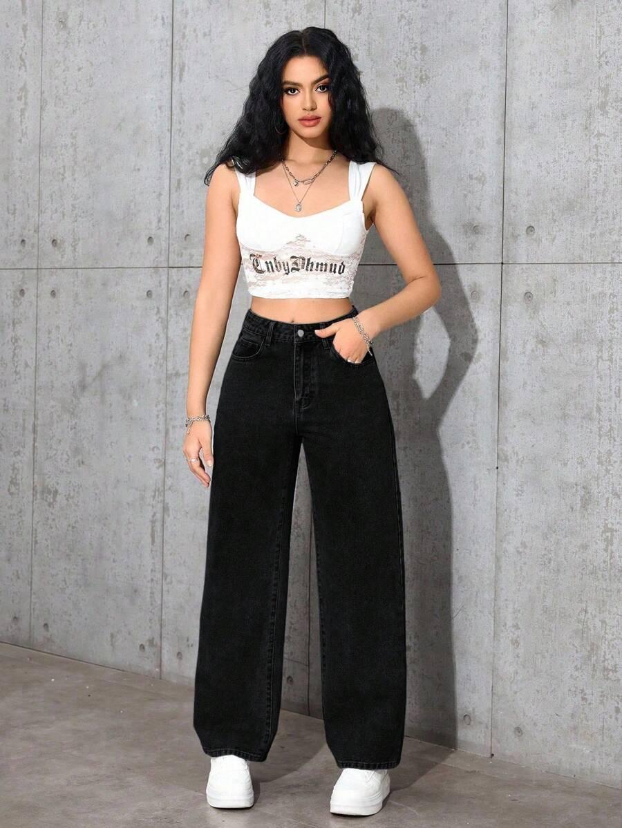 CZARNE SPODNIE JEANS