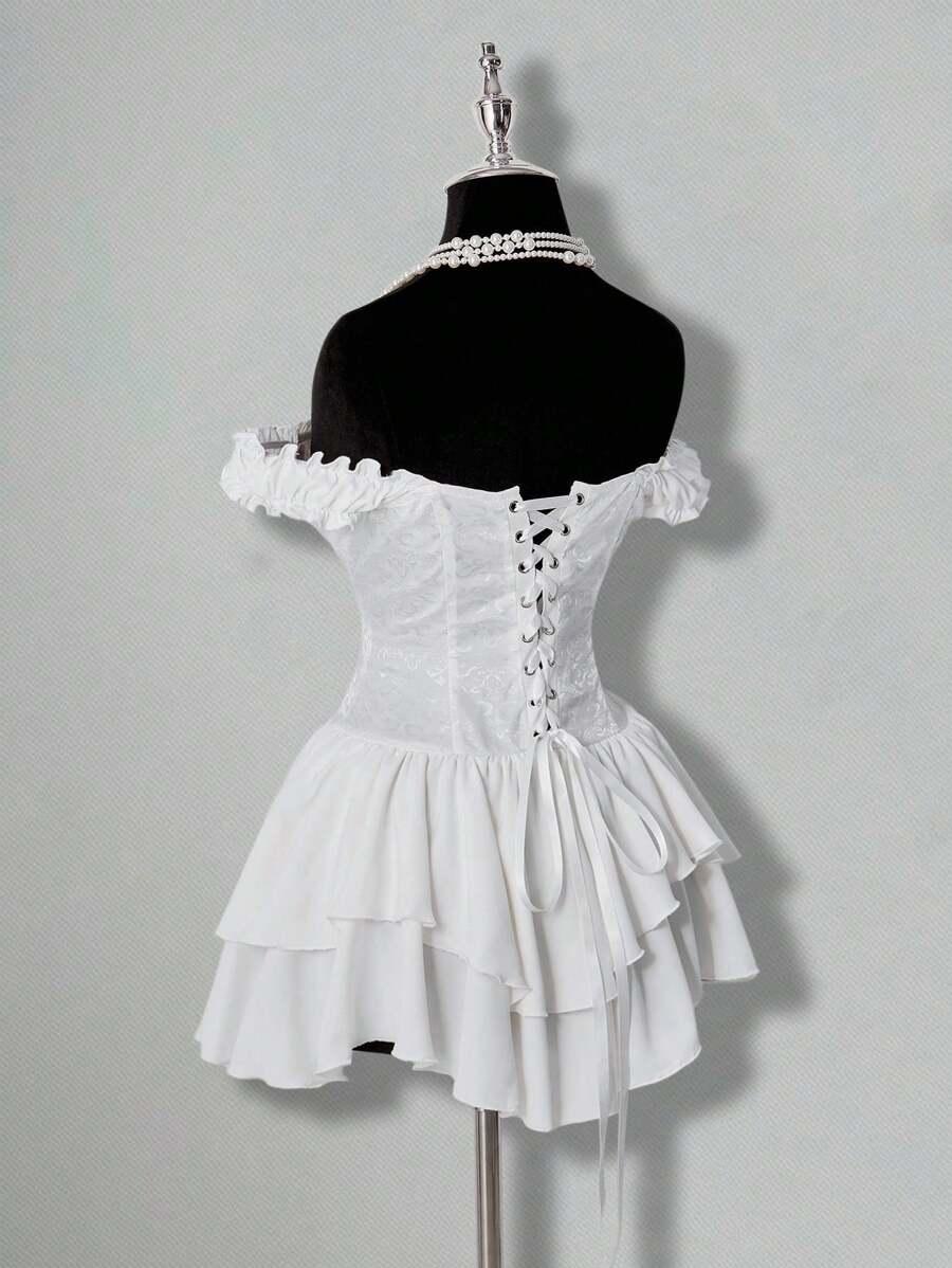 BIAŁA MINI GORSETOWA SUKIENKA 