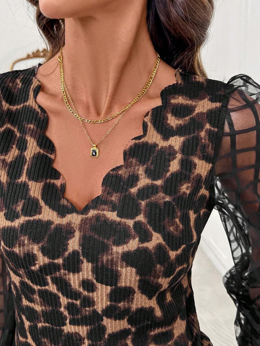 bluzka długi rękaw animal print