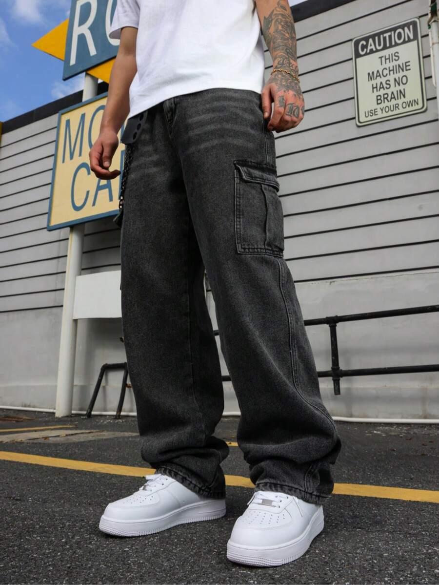 czarne spodnie jeans kieszenie 