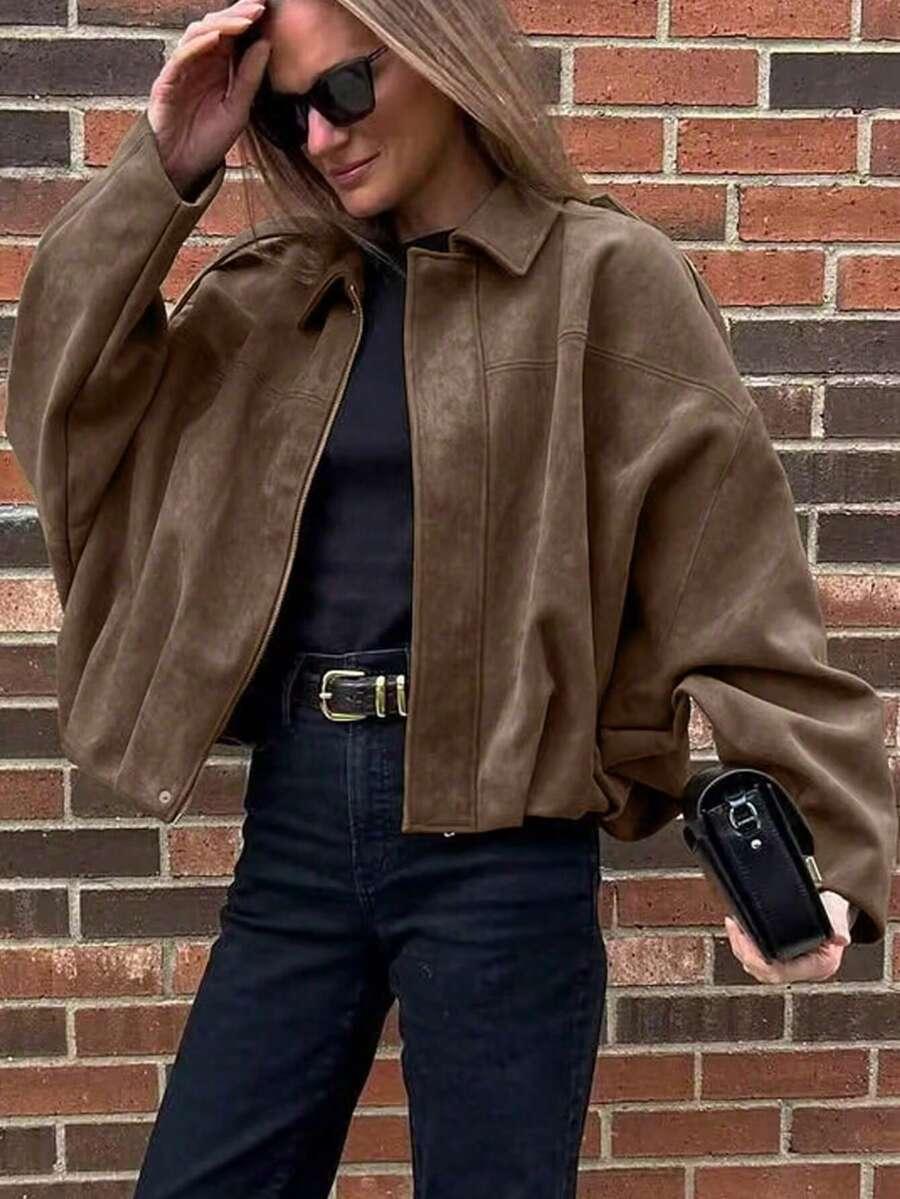 BRĄZOWA KURTKA BOMBER