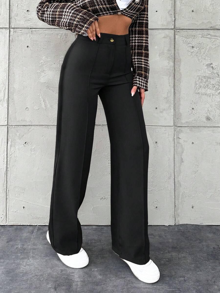 CZARNE SPODNIE PROSTA NOGAWKA 