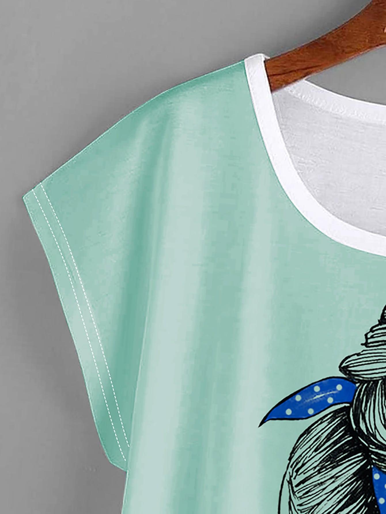 miętowy t-shirt nadruk