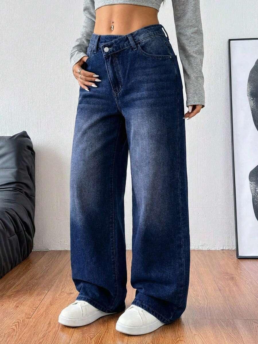GRANATOWE SPODNIE JEANS