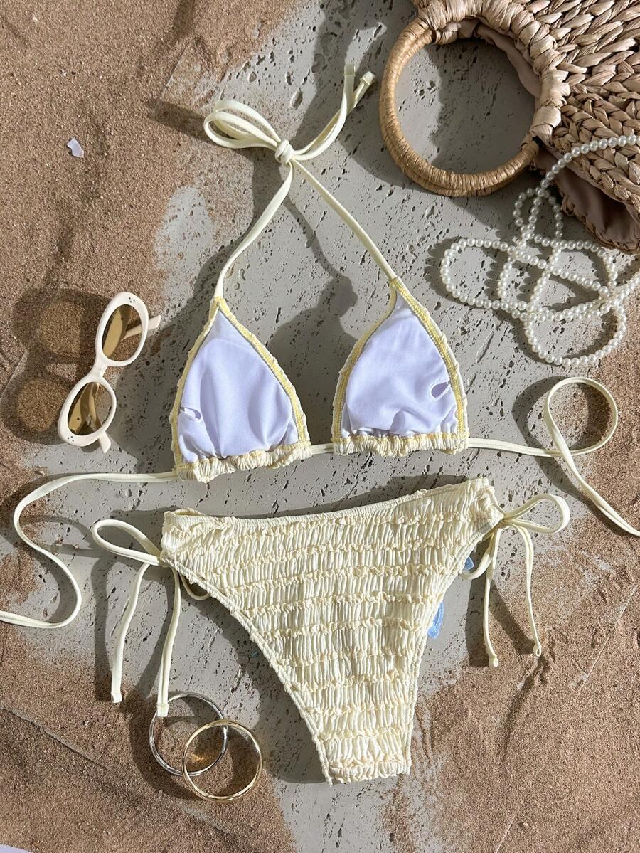 komplet bikini wiązani wzór gwiazdki