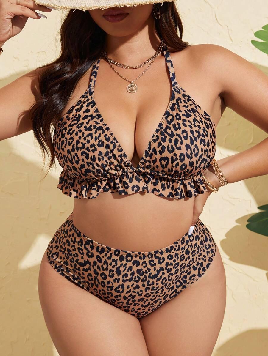 dwuczęściowy strój kąpielowy animal print