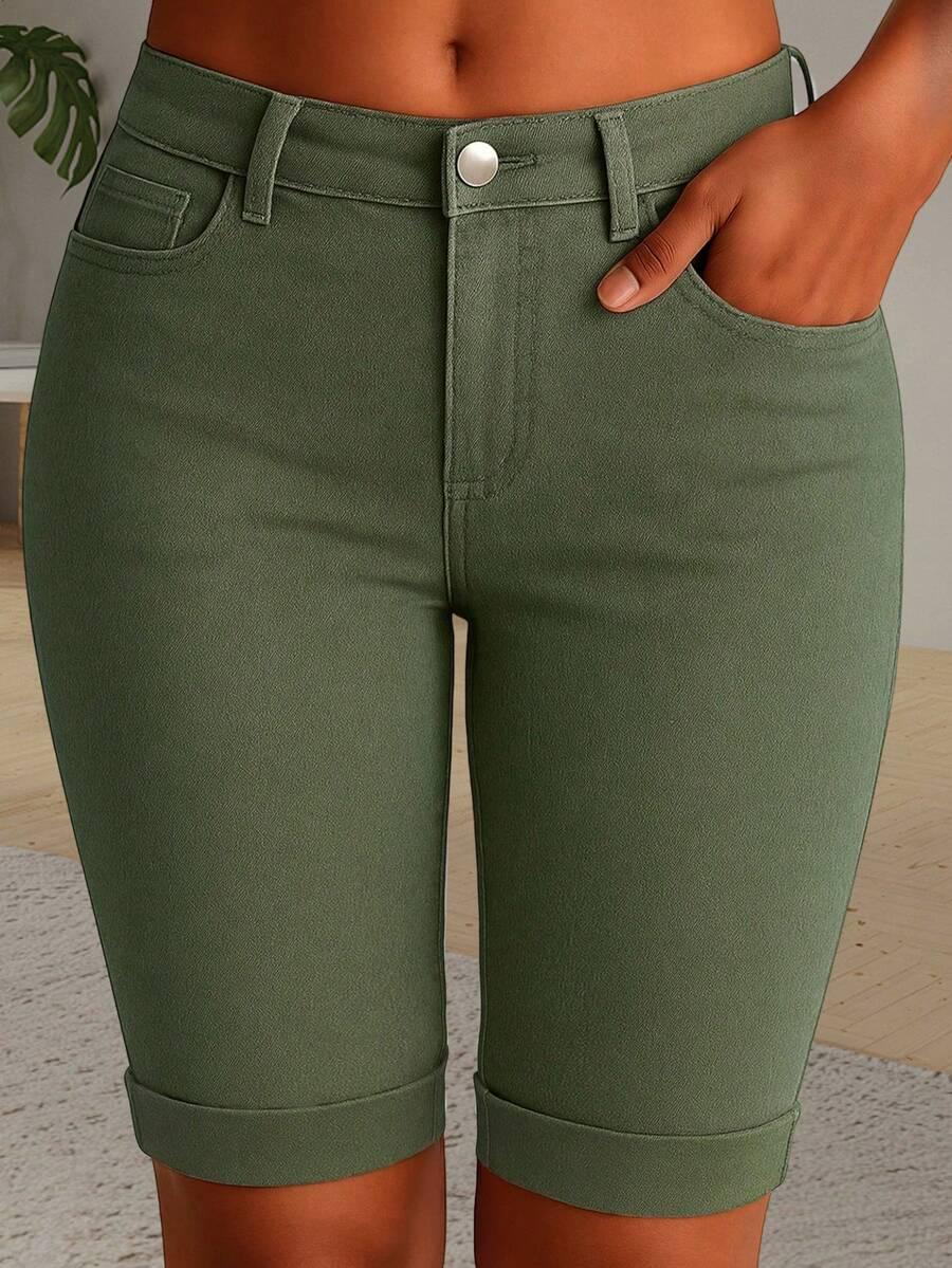 ZIELONE SPODENKI JEANS
