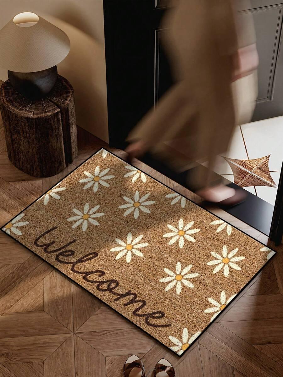 wycieraczka wzór kwiaty welcome