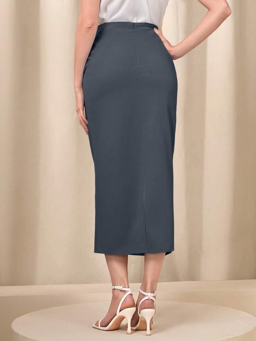 SZARA MIDI SPÓDNICA