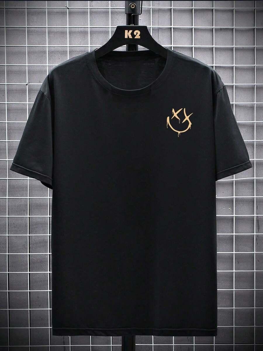 CZARNY T-SHIRT okrągły dekolt