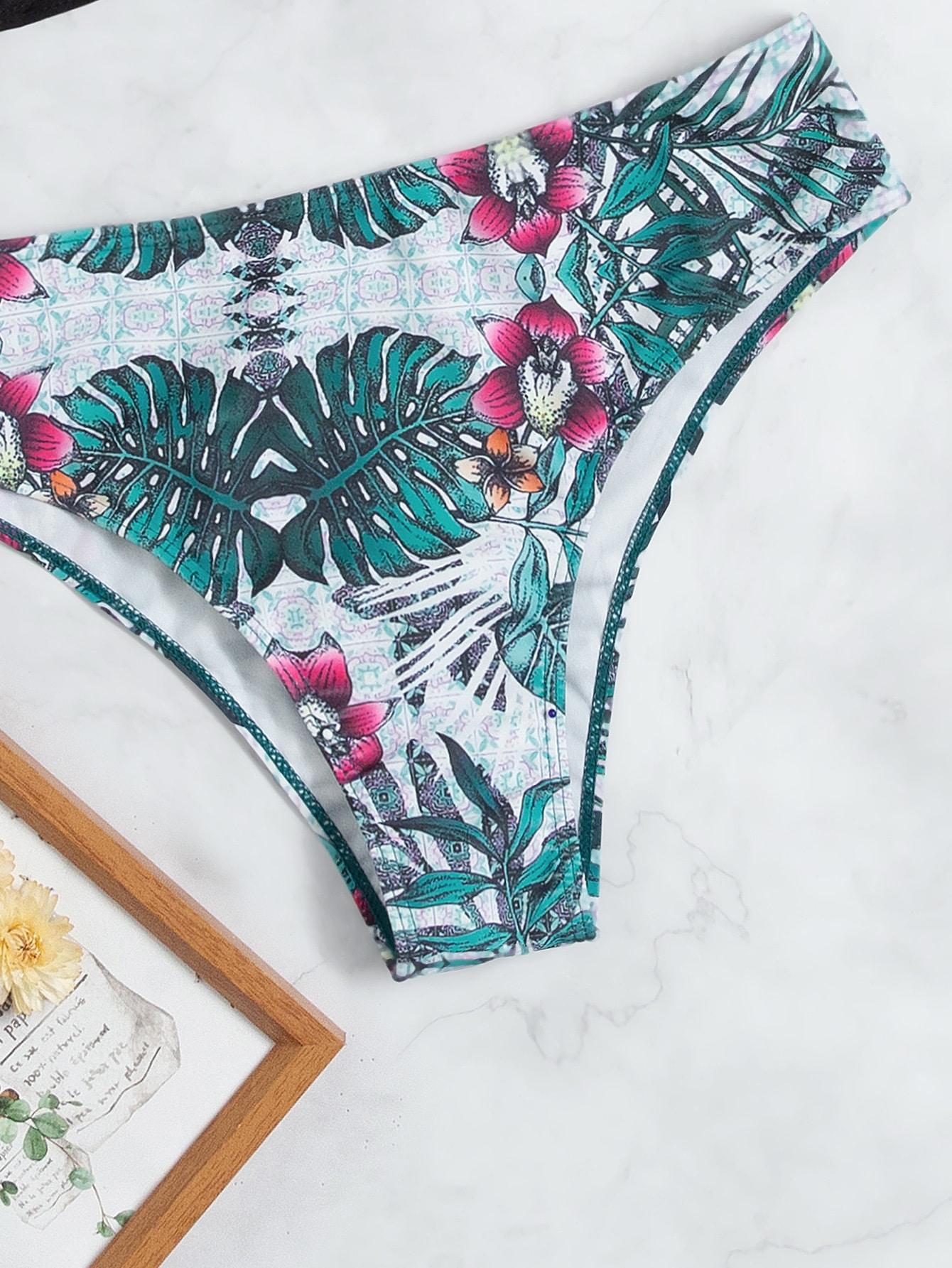 dół od bikini tropical print