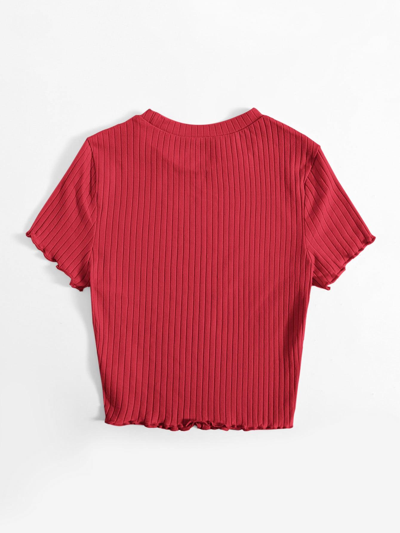 czerwony t-shirt prążkowany