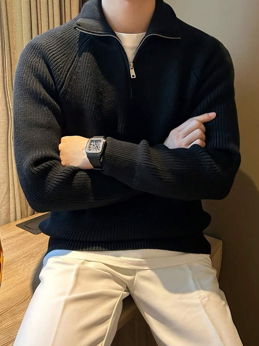 czarny sweter kołnierz zip