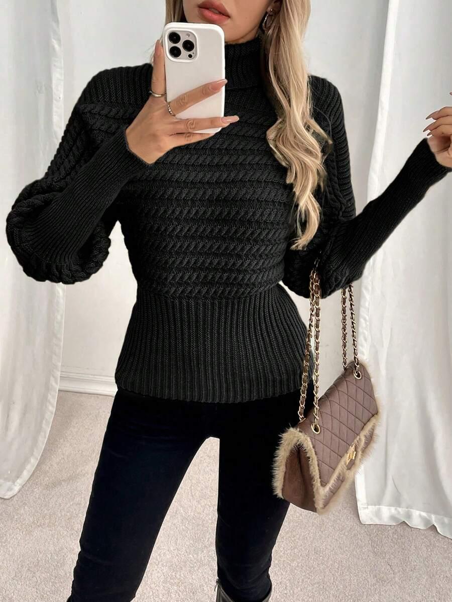 czarny sweter golf 