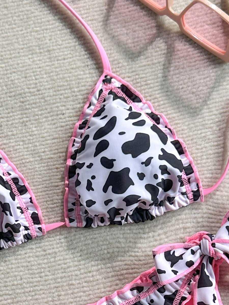 dwuczęściowy strój kąpielowy animal print