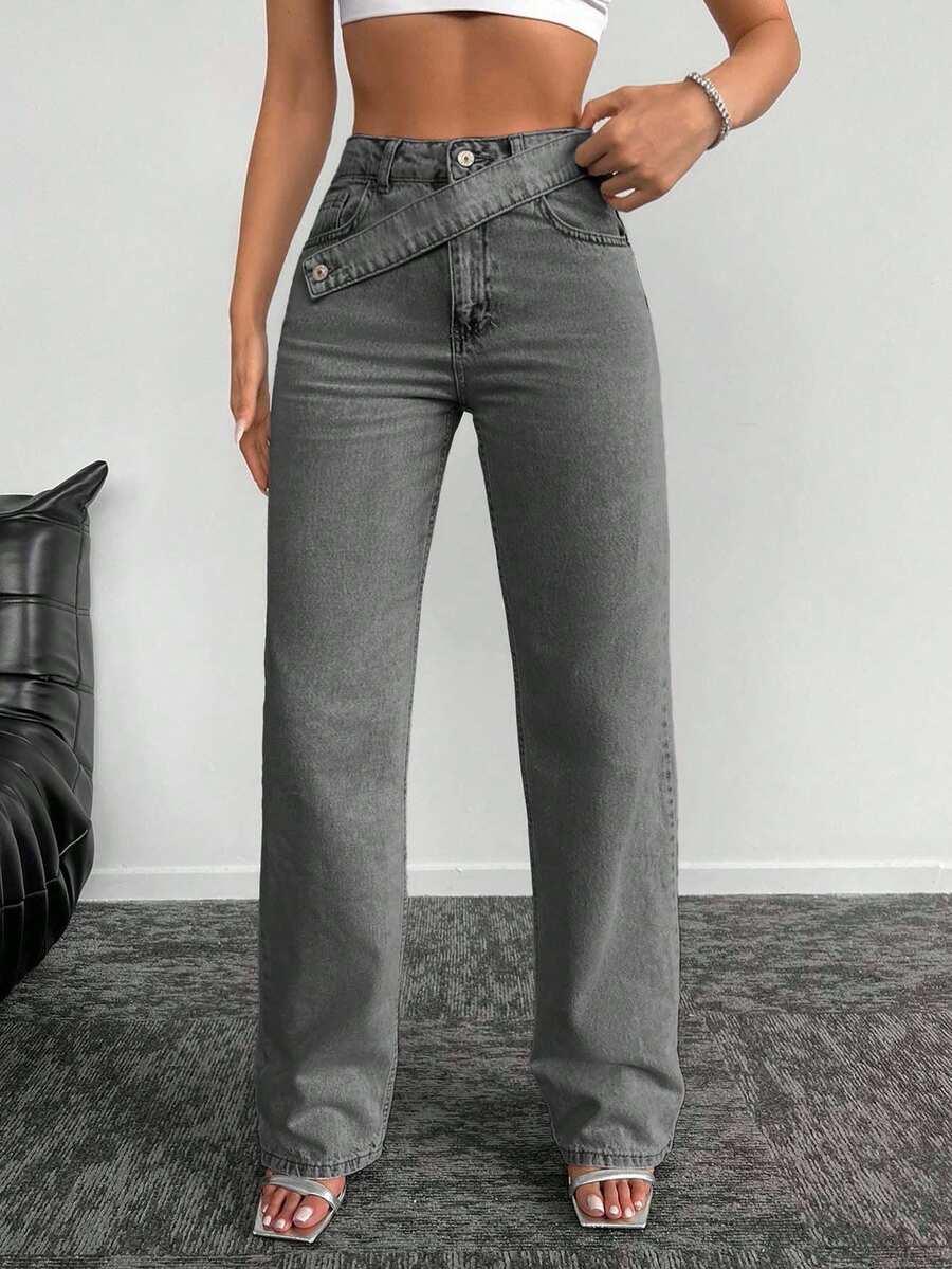 SZARE SPODNIE JEANS