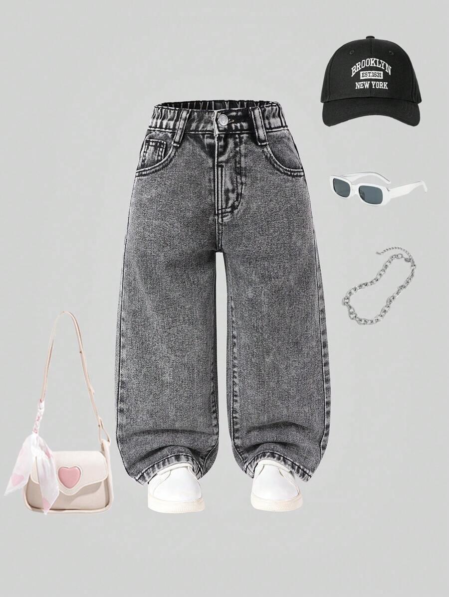 szare SPODNIE JEANS