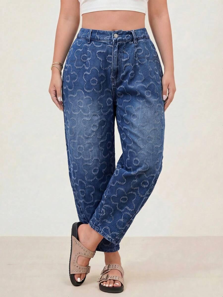 niebieskie jeansy kwiaty